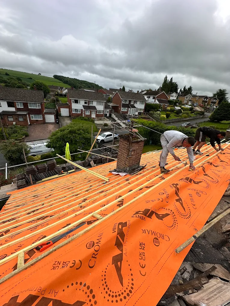 Roof repair in progress